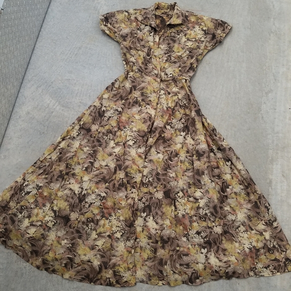 1930's-1940's Handmade Cotton Wrap Dress XS S - Picture 2 of 11